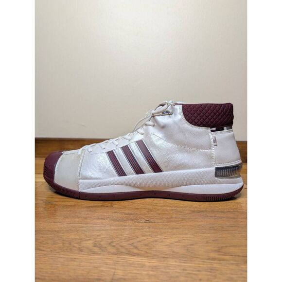 Adidas TS Pro Model Basketball Shoes Men’s Size 19 White Maroon Rare EUC main image 4